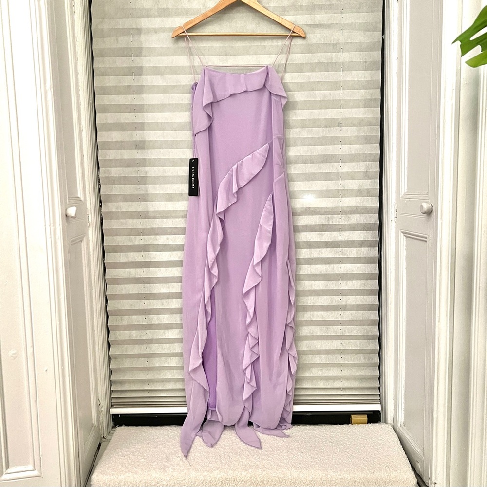 Azazie Lavender Ruffled Maxi Dress Wedding Guest